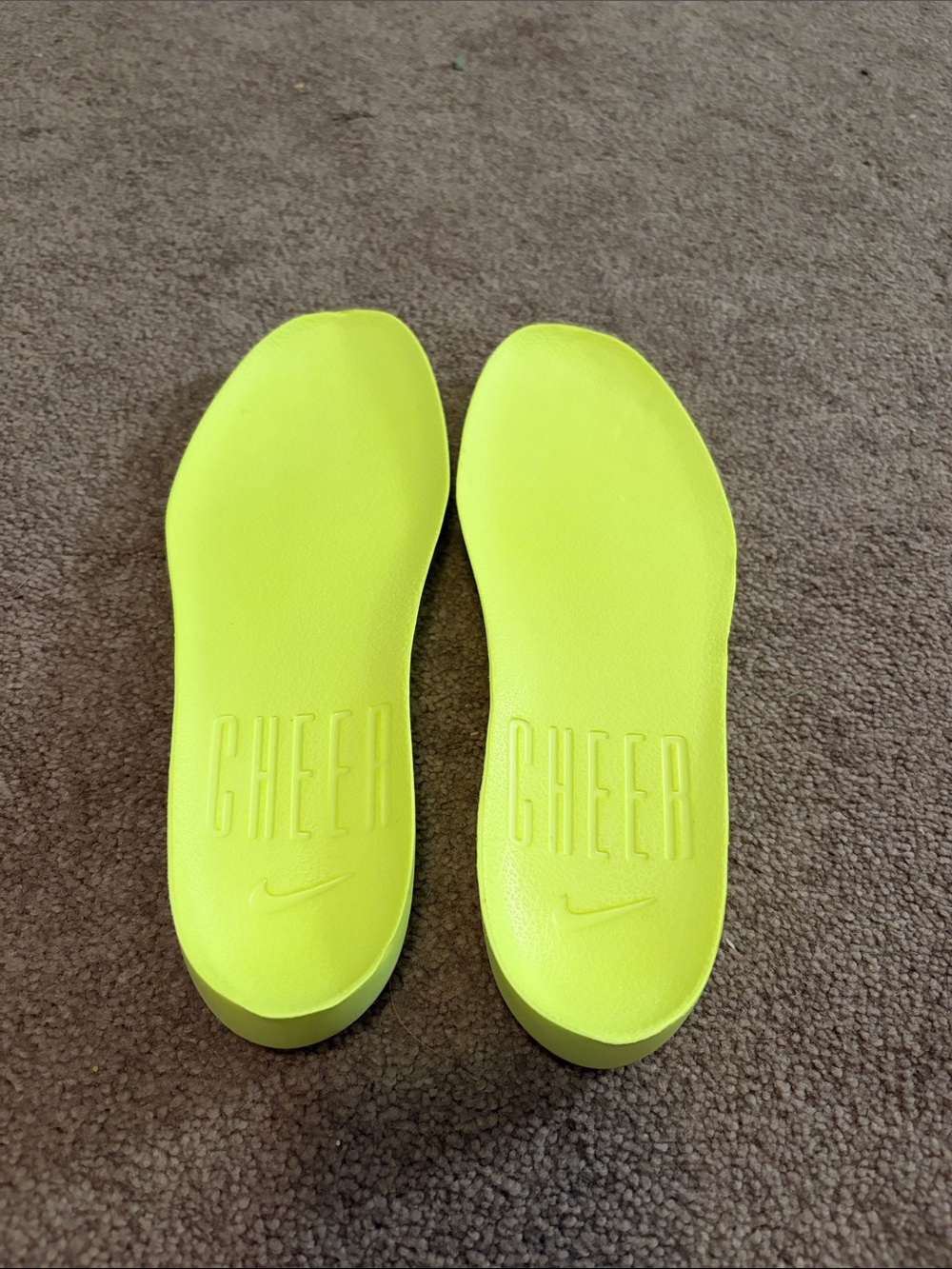 Nike Neon Yellow 'CHEER' Foam Insoles